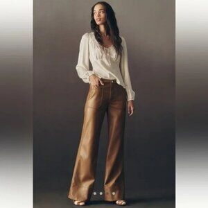 Anthropologie Pilcro 29T The Rylan Faux Leather Relaxed High-Rise Flare Pants